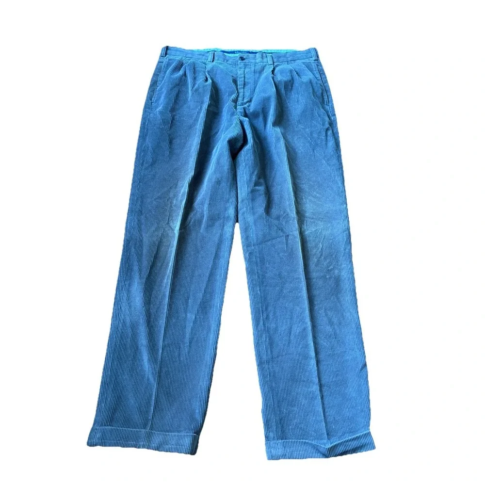 Brooks Brothers Elliot Corduroy Pants 38x34 Brown Pleated Cuffed Cotton